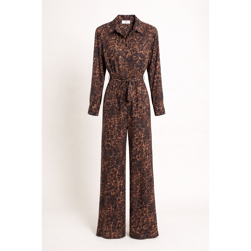 OneTeaspoon Womens Large Big Cat Classic Leopard‎ Print Long Sleeve Jumpsuit